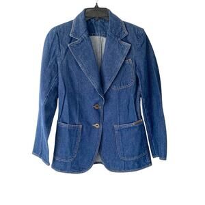 Vintage 70s Pentimento Denim Jean Jacket Fitted Blazer size small